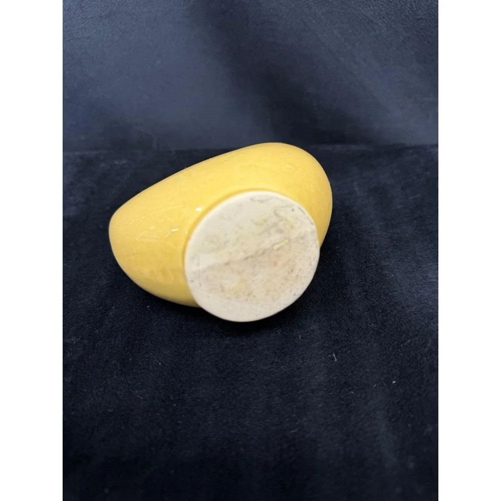 Vintage Crescent Moon Mini Planter Yellow Crackled Paint Celestial Boho Cottage